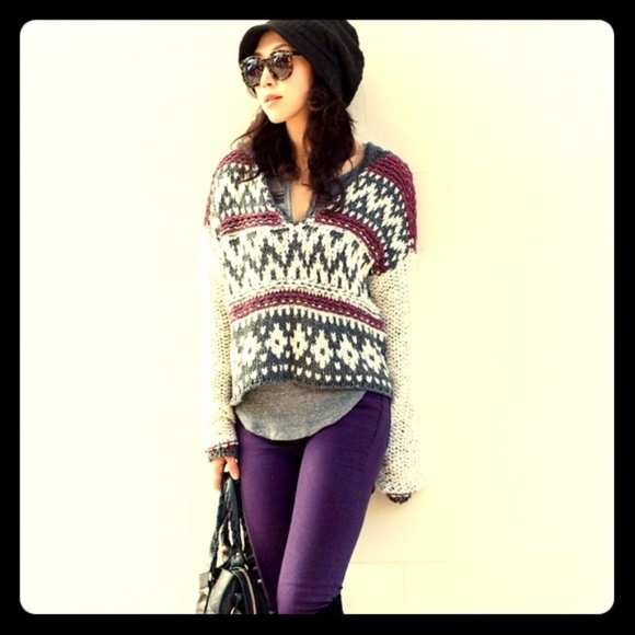 Free People Sweaters - FREE PEOPLE HOODED FAIR ISLE SWEATER $148